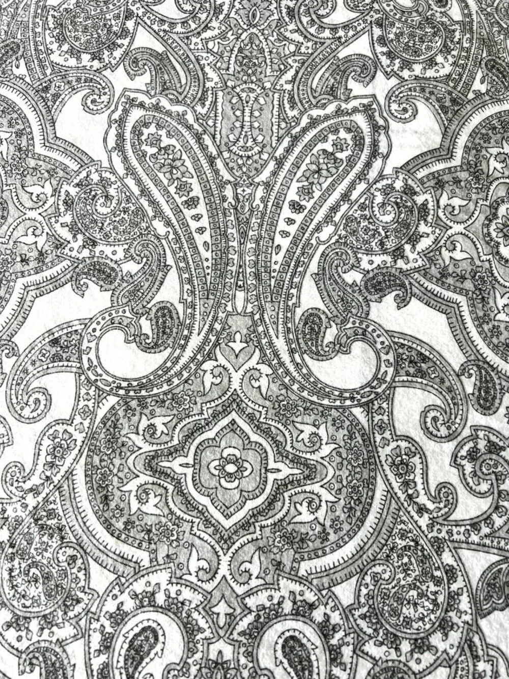 KING Flat Sheet Paisley Print 100% Cotton Gray White Bedding Tablecloth 90